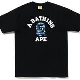 Bape Blue Graffiti Check College Black Tee