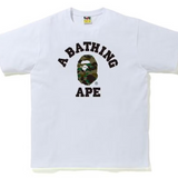 Bape 1st Camo Green College White Tee