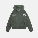 Shattered Logo French Terry Zip Up Hoodie Forest Green