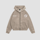 Shattered Logo French Terry Zip Up Hoodie Sand