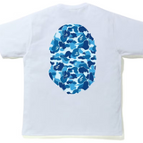 Bape Big Ape Head ABC Blue Camo White Tee