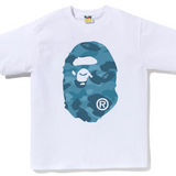 Bape Big Ape Head Honeycomb Blue Camo White Tee