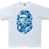 Bape Big Ape Head ABC Blue Camo White Tee