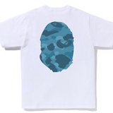Bape Big Ape Head Honeycomb Blue Camo White Tee