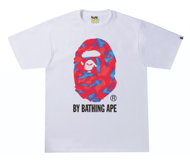Bape Red/Blue Stroke Camo By Bathing Ape White Tee – Outlined
