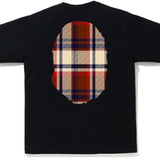 Bape Big Ape Head Burberry Check Pattern Black Tee