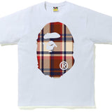 Bape Big Ape Head Burberry Check Pattern White Tee