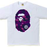 Bape Purple Camo Big Ape Head White Tee