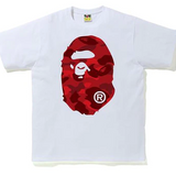 Bape Red Camo Big Ape Head White Tee