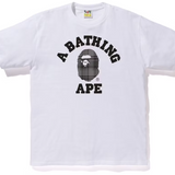 Bape Black/Grey Check Pattern College White Tee