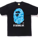 Bape By Bathing Ape Blue Fire Camo Black Tee