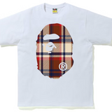 Bape Big Ape Head Burberry Red-Navy White Tee