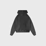 OUT Classic Logo Drop Shoulder Zip Up Hoodie Vintage Grey
