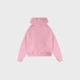 OUT Classic Logo Drop Shoulder Zip Up Hoodie Dusty Pink