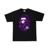 Bape Purple Camo Big Ape Head Black Tee
