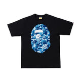 Bape ABC Camo Big Ape Head Blue Camo Black Tee