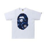 Bape Big Ape Head Navy Camo White Tee