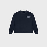 OUT Classic Logo Drop Shoulder Waffle Long Sleeve Vintage Navy