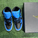 [PREOWNED] Size 12 Air Jordan 1 Mid "University Blue Black"