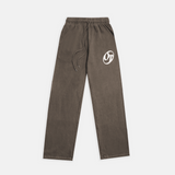 Shattered Logo French Terry Open Bottom Flare Pants Chocolate Brown