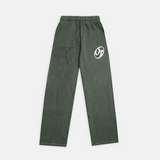 Shattered Logo French Terry Open Bottom Flare Pants Forest Green