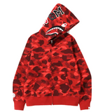 Bape Color Camo Shark Full Zip Hoodie (SS22) Red