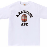 Bape Check Pattern - Burberry Pattern College White Tee