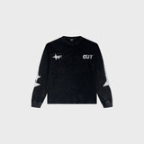 OUT Shooting Star Long Sleeve T-Shirt Black Acid Wash