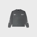OUT Shooting Star Long Sleeve T-Shirt Grey Acid Wash