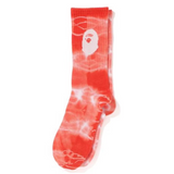 Bape Tie Dye Ape Head Socks Red