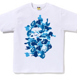 Bape ABC Blue Camo Rebuild Big Ape Head Tee White