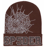 Sp5der Worldwide Rhinestone Beanie Brown