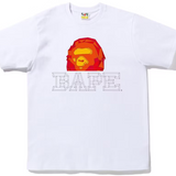 Bape Red Polygon Ape Head Tee White