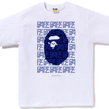 Bape Monogram Logo Navy Tee White