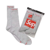 Supreme Hanes Crew Socks (4 Pack) Heather Grey
