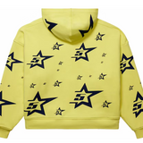 Sp5der Worldwide 5TAR AOP Zip Up Hoodie Yellow