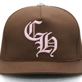 Chrome Hearts Logo Silver Button Baseball Hat Brown/Pink