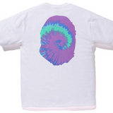 Bape Big Ape Head Purple Pigment Tie Dye White Tee