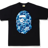 Bape ABC Camo Big Ape Head Blue Camo Black Tee