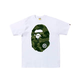 BAPE Green Color Camo Big Ape Head Tee White