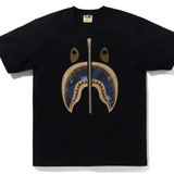 Bape Gold Shark Blue Color Camo Tee Black