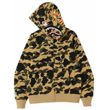 Bape 1st Camo Yellow Shark Hoodie Full Zip