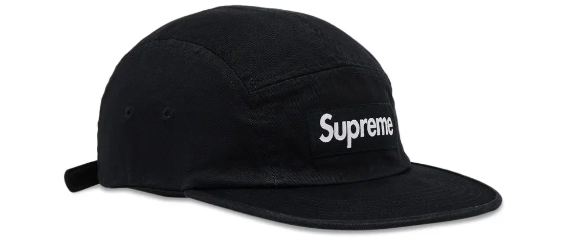 Supreme FW25 Washed Chino Twill Camp Cap Black