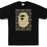 Bape Beige Logo Monogram Tee Black Tee
