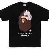 Bape Big Ape Head Japanese Fox Mask Black Tee