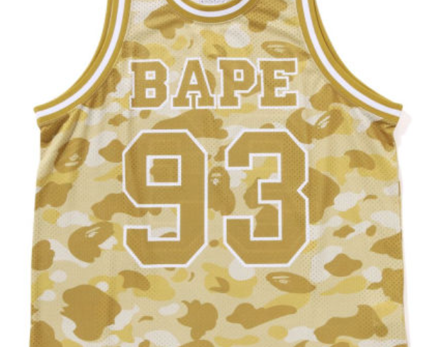 Bape Yellow Camo Basketball Jersey Outlined