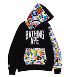 BAPE Multi Camo NYC Logo Shark Full Zip Hoodie Black