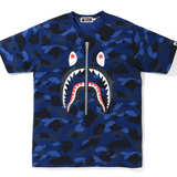 Bape Blue Color Camo Shark Tee