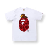 Bape Red Camo Color Milo Big Ape Head White Tee