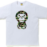 Bape ABC Green Camo Big Baby Milo Tee White